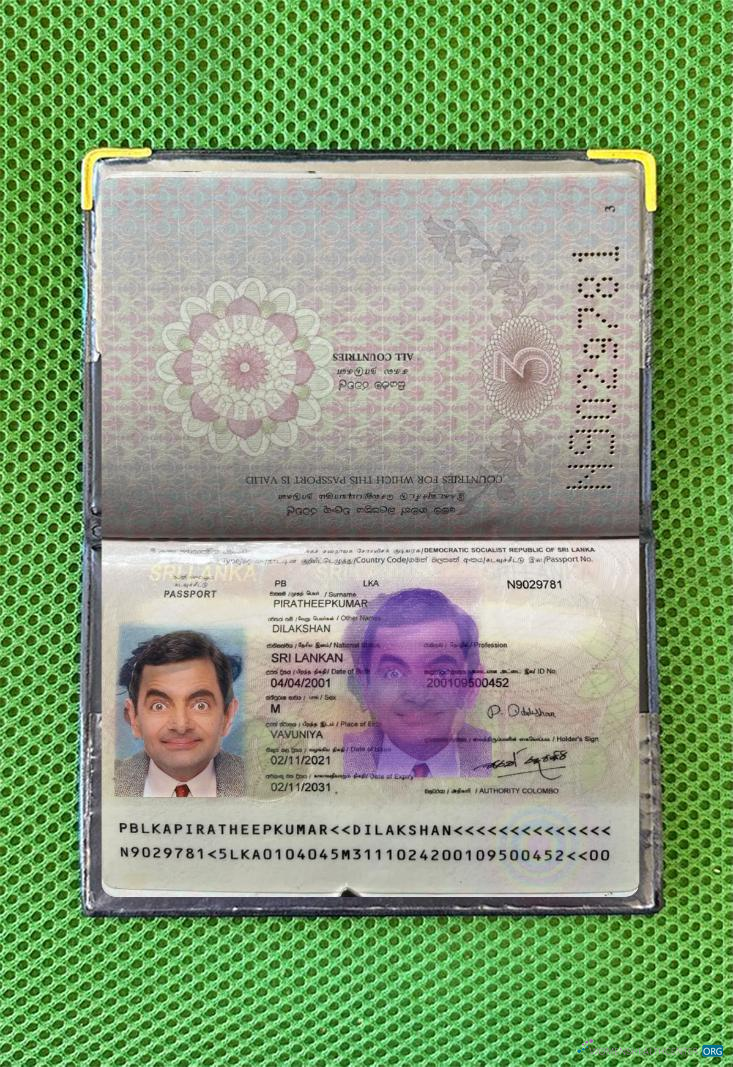 Download Sri Lanka passport 2021 present photolook Photoshop template